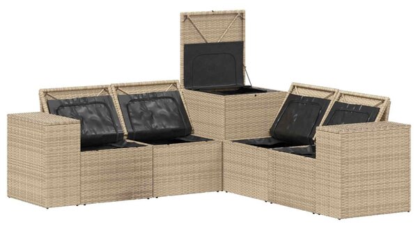 VidaXL Kanapé Szett 5 db Beige és Krémszínű Poli rattan és acél