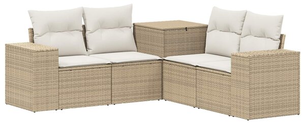VidaXL Kanapé Szett 5 db Beige és Krémszínű Poli rattan és acél