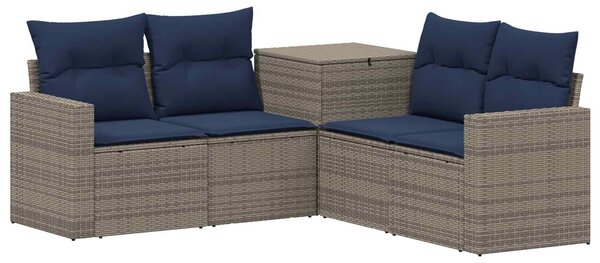 VidaXL Kanapé Szett 5 db Szürke és sötétkék Poli rattan és acél