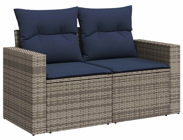 VidaXL Kanapé Szett 5 db Szürke és sötétkék Poli rattan és acél