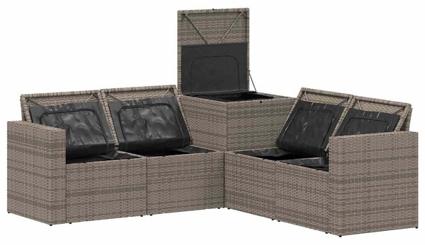 VidaXL Kanapé Szett 5 db Szürke és sötétkék Poli rattan és acél