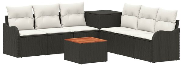 VidaXL Kanapé Szett 8 db Fekete és krémfehér Poli rattan és acél