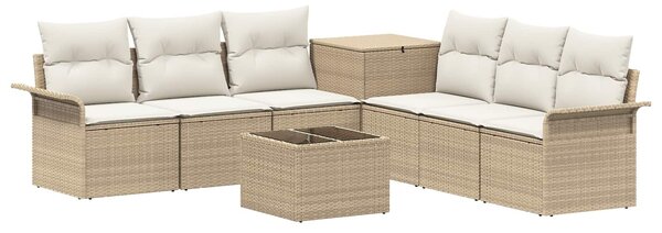VidaXL Kanapé Szett 8 db Beige és Krémszínű Poli rattan és acél
