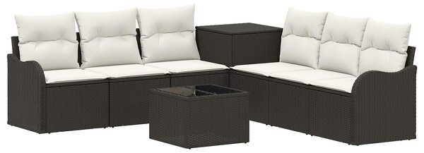 VidaXL Kanapé Szett 8 db Fekete és krémfehér Poli rattan és acél