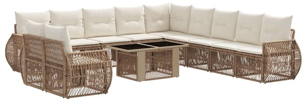 VidaXL Kerti Kanapé Szett 12 db Beige és Krémszínű polirattan