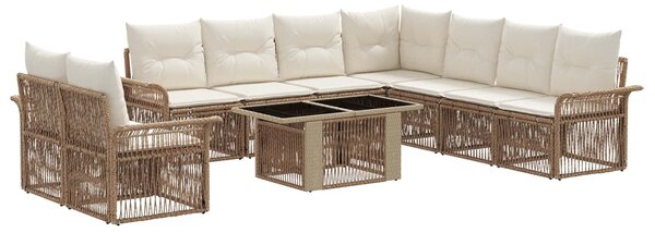 VidaXL Kerti Kanapé Szett 10 db Beige és Krémszínű polirattan
