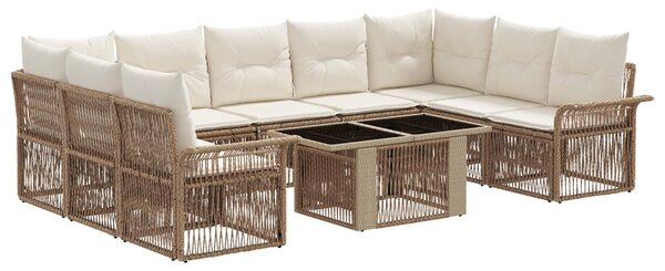 VidaXL Kerti Kanapé Szett 10 db Beige és Krémszínű polirattan