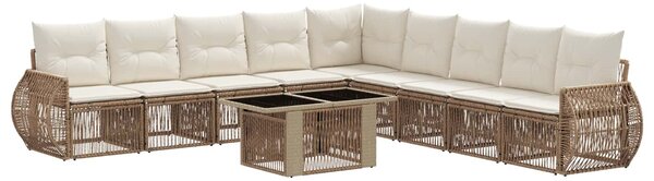VidaXL Kerti Kanapé Szett 10 db Beige és Krémszínű polirattan