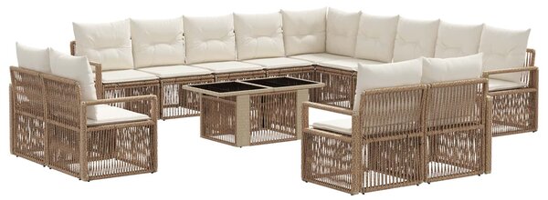 VidaXL Kerti Kanapé Szett 14 db Beige és Krémszínű polirattan
