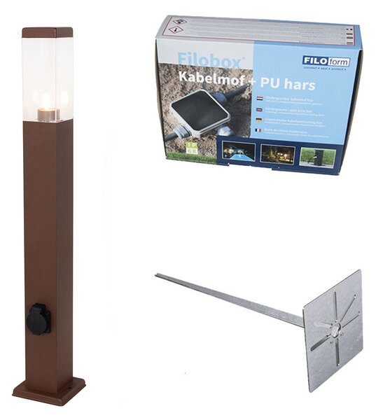 Kültéri lámpa rozsdabarna 80 cm foglalattal IP44 - Malios