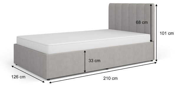 MOSSA kárpitozott ágy ágyneműtartóval 120x200 - szürke