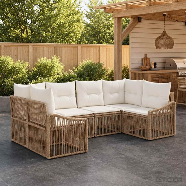 VidaXL Kerti Kanapé Szett 6 db 6-Ülőhelyek száma Bézs polirattan