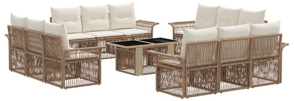 VidaXL Kerti Kanapé Szett 13 db Beige és Krémszínű polirattan