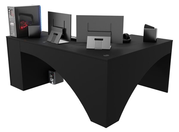 Sarok PC asztal Carbon (fekete) (B) (világítás nélkül)