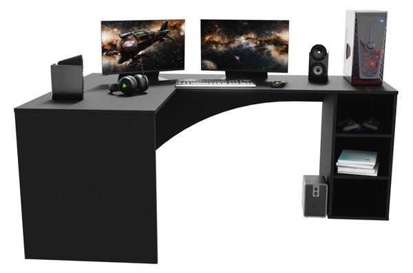 Sarok PC asztal Carbon (fekete) (B) (világítás nélkül)