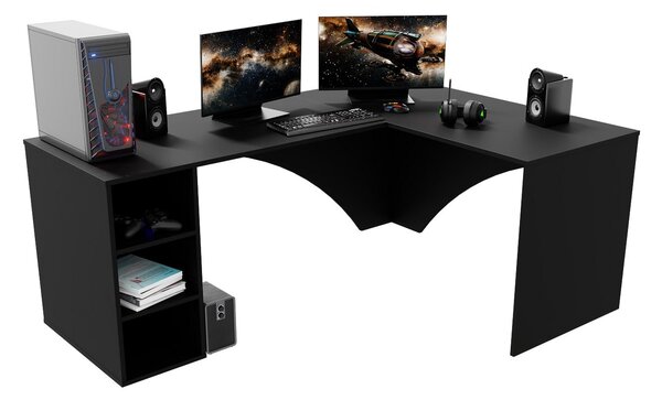 Sarok PC asztal Carbon (fekete) (J) (világítás nélkül)