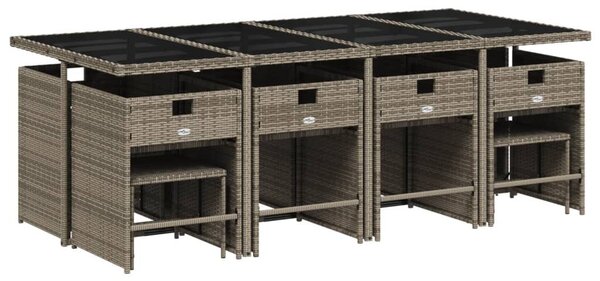 VidaXL 13 db szürke polyrattan kerti étkezőgarnitúra párnákkal