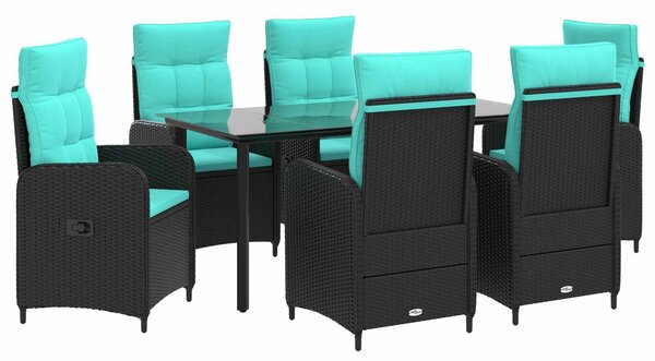 VidaXL Kert étkező szett 7 db PE rattan és porbevonatos acél