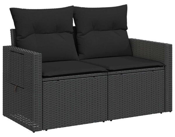 VidaXL Kanapé Szett 8 db Fekete Poli rattan és acél