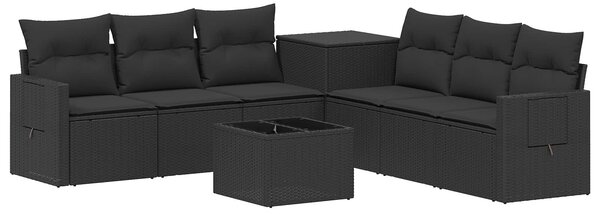 VidaXL Kanapé Szett 8 db Fekete Poli rattan és acél