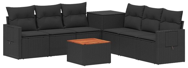 VidaXL Kanapé Szett 8 db Fekete Poli rattan és acél