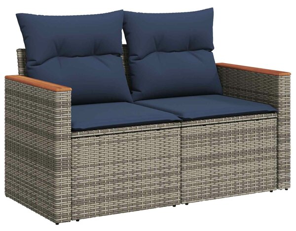 VidaXL Kanapé Szett 5 db Szürke és sötétkék Poli rattan és acél