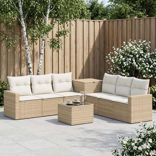 VidaXL Kanapé Szett 8 db Beige és Krémszínű Poli rattan és acél