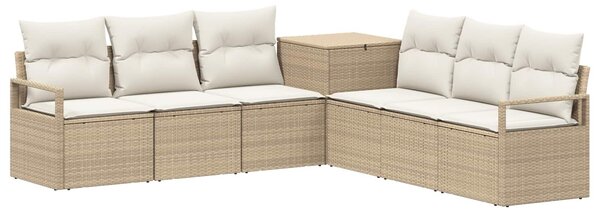 VidaXL Kanapé Szett 7 db Beige és Krémszínű Poli rattan és acél