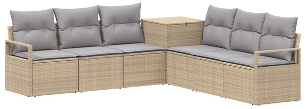 VidaXL Kanapé Szett 7 db Beige és Világosszürke Poli rattan és acél
