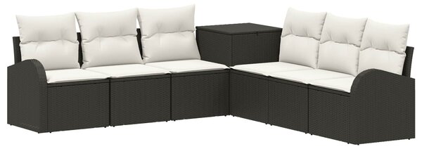 VidaXL Kanapé Szett 7 db Fekete és krémfehér Poli rattan és acél