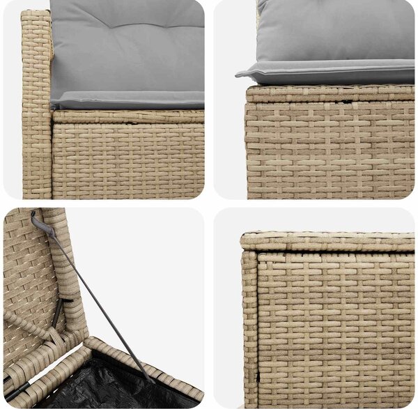 VidaXL Kanapé Szett 7 db Beige és Világosszürke Poli rattan és acél