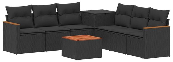 VidaXL Kanapé Szett 8 db Fekete Poli rattan és acél