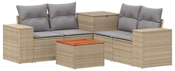 VidaXL Kanapé Szett 6 db Beige és Világosszürke Poli rattan és acél