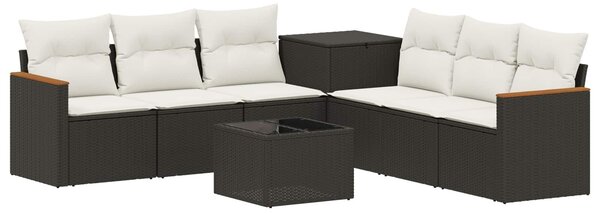VidaXL Kanapé Szett 8 db Fekete és krémfehér Poli rattan és acél