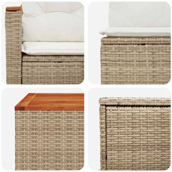 VidaXL Kanapé Szett 6 db Beige és Krémszínű Poli rattan és acél