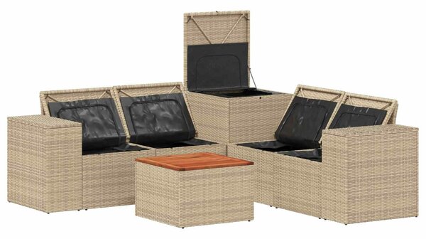 VidaXL Kanapé Szett 6 db Beige és Világosszürke Poli rattan és acél