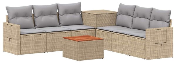 VidaXL Kanapé Szett 8 db Beige és Világosszürke Poli rattan és acél