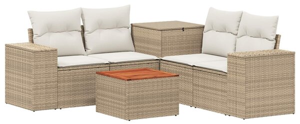 VidaXL Kanapé Szett 6 db Beige és Krémszínű Poli rattan és acél