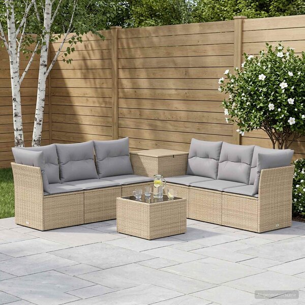 VidaXL Kanapé Szett 8 db Beige és Világosszürke Poli rattan és acél