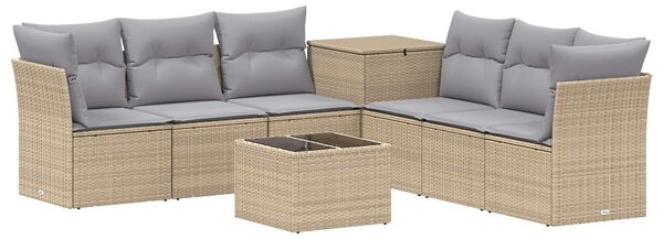 VidaXL Kanapé Szett 8 db Beige és Világosszürke Poli rattan és acél