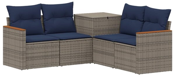 VidaXL Kanapé Szett 5 db Szürke és sötétkék Poli rattan és acél