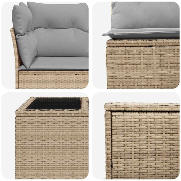 VidaXL Kanapé Szett 8 db Beige és Világosszürke Poli rattan és acél