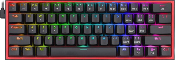 Redragon Fizz TKL K617 RGB Mechanikus gaming billentyűzet, Piros kapcsolók, USB Type-C, Fekete