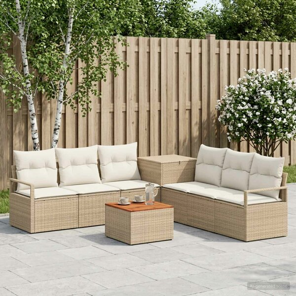 VidaXL Kanapé Szett 8 db Beige és Krémszínű Poli rattan és acél