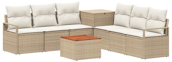 VidaXL Kanapé Szett 8 db Beige és Krémszínű Poli rattan és acél