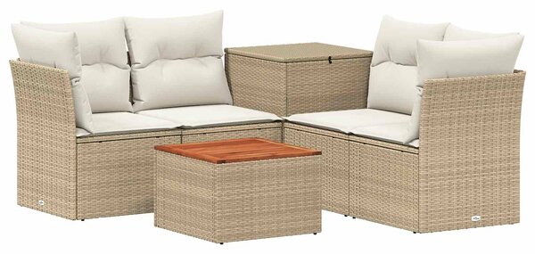 VidaXL Kanapé Szett 6 db Beige és Krémszínű Poli rattan és acél