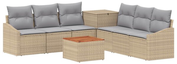 VidaXL Kanapé Szett 8 db Beige és Világosszürke Poli rattan és acél
