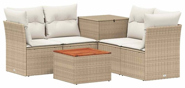 VidaXL Kanapé Szett 6 db Beige és Krémszínű Poli rattan és acél