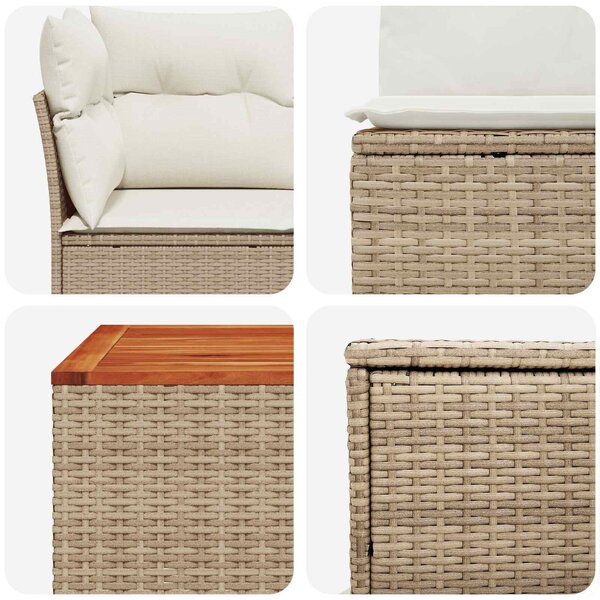 VidaXL Kanapé Szett 6 db Beige és Krémszínű Poli rattan és acél