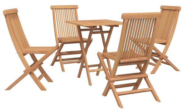 VidaXL Összecsukható Kerti Étkezőszett 5 pcs Természetes Tömör Teakfa